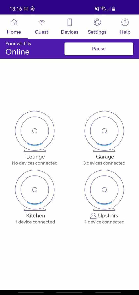 A screenshot from my BT Whole Home WiFi app