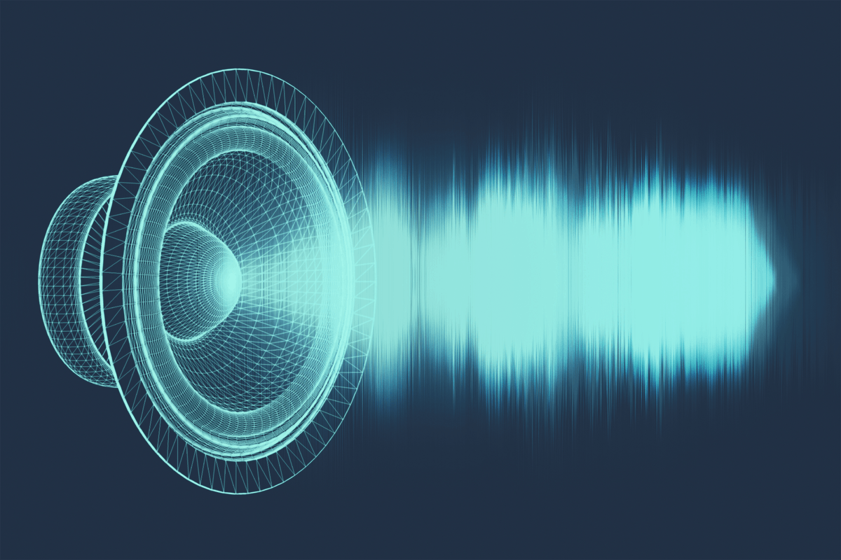 A speaker pushing out sound waves