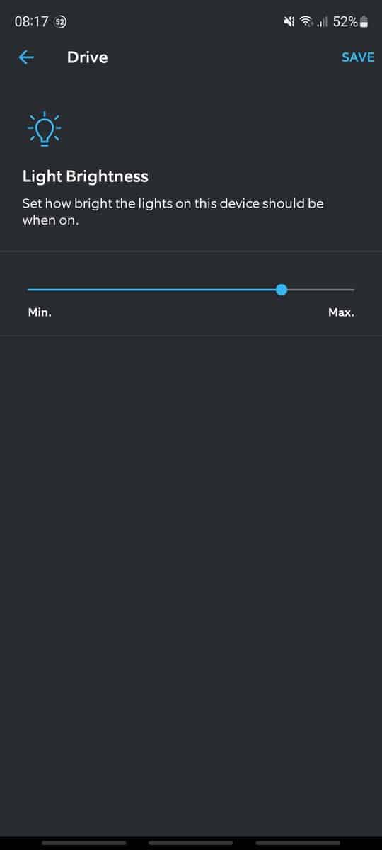 Adjusting the Floodlight Cams light brightness from within the Ring app