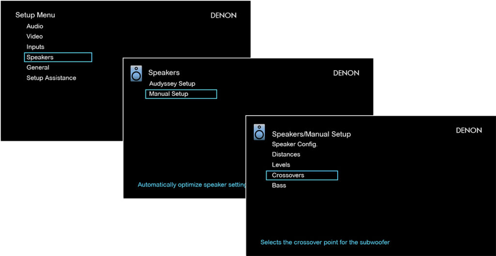 Adjusting the crossover settings may solve the issue with the front speakers