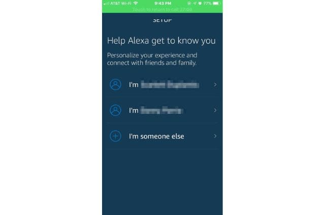 Alexa App Keep Asking Me for My Name