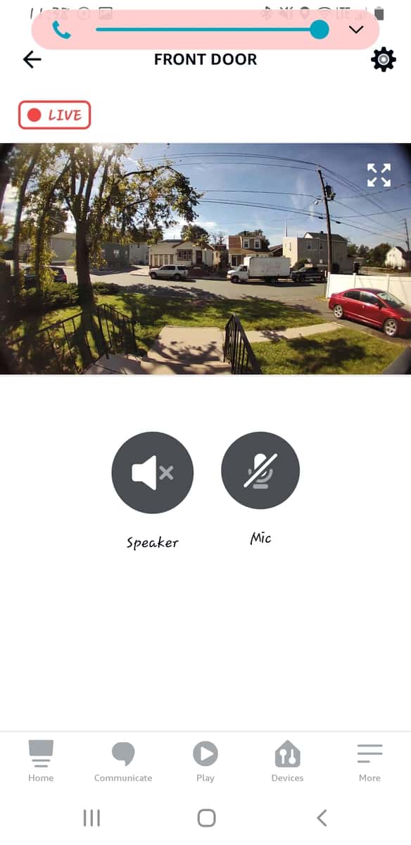 Alexa app Doorbell view