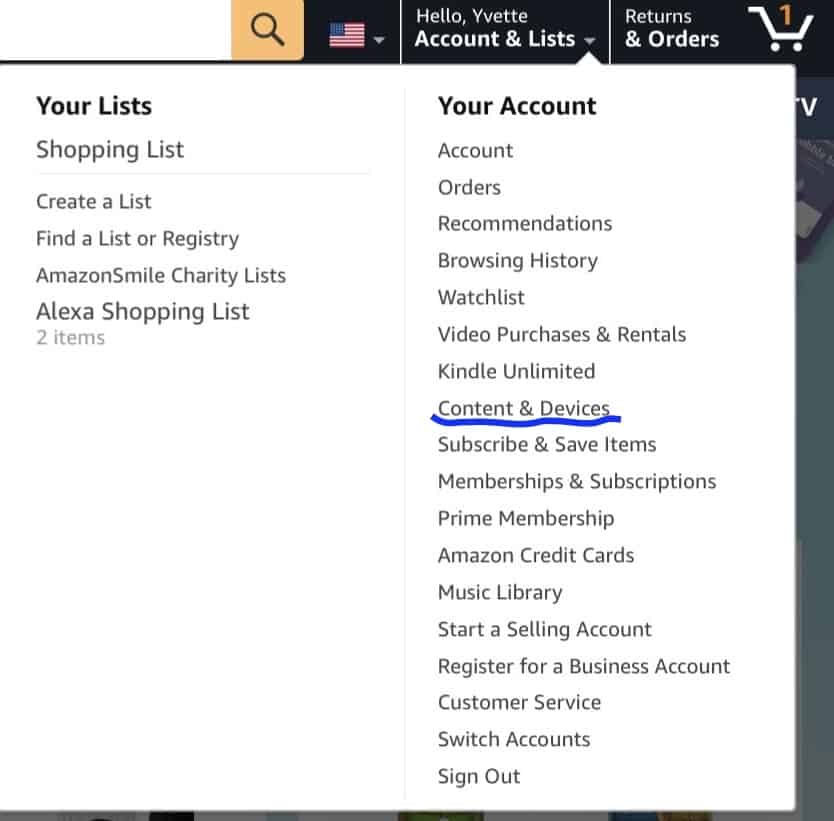 Amazon Account Content and Devices