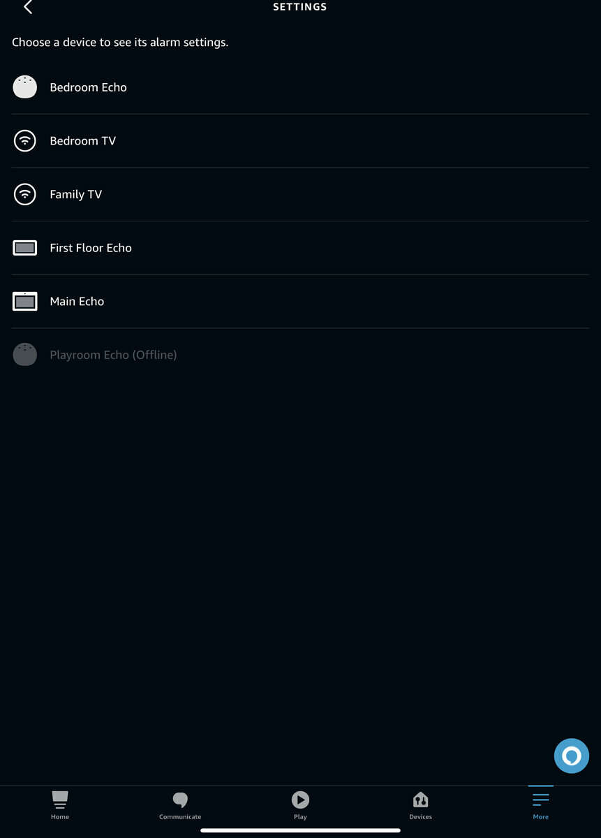 Amazon devices for alarm settings