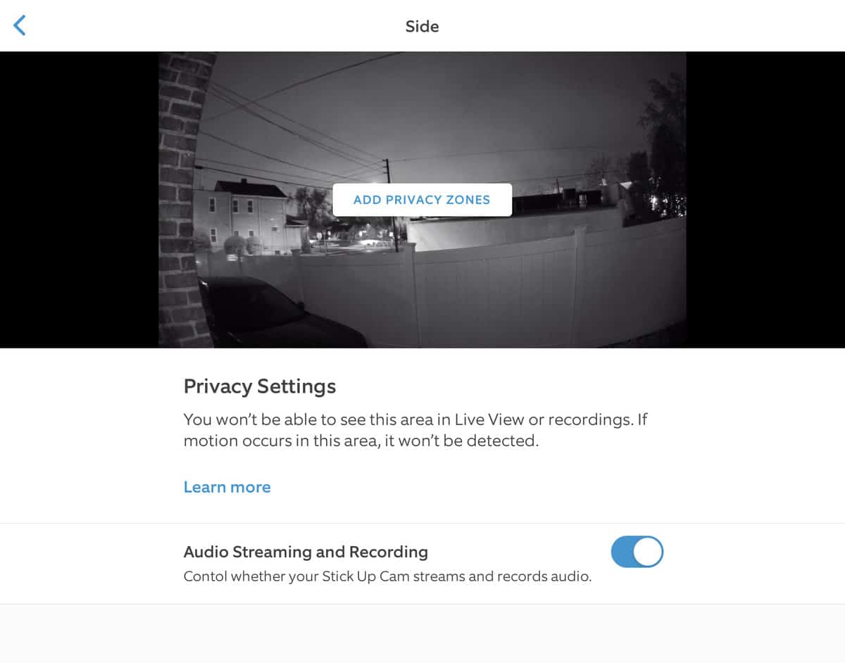 Audio Streaming and Recording Privacy in the Ring app