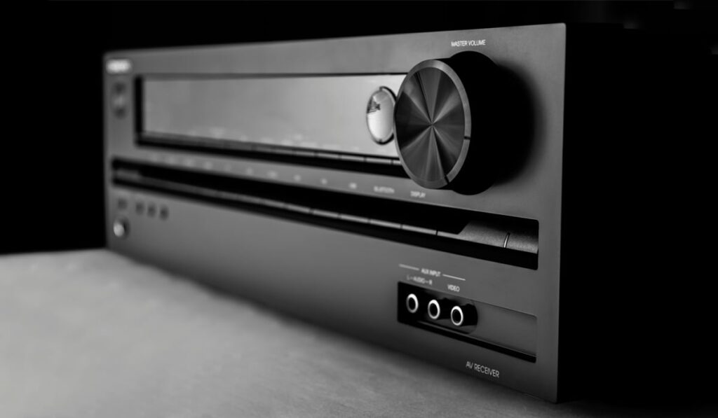 Audio Video Receiver on dark background