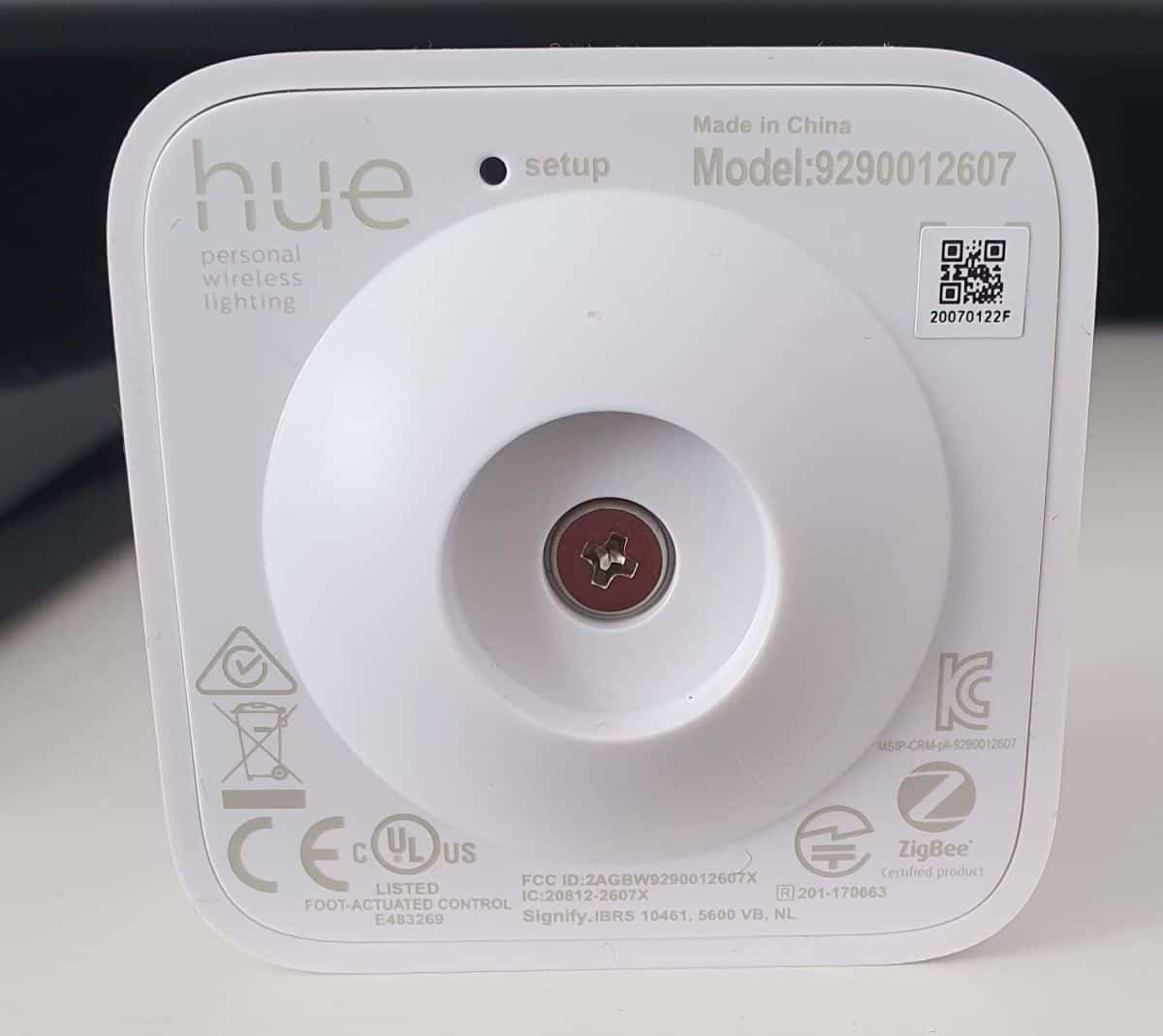 Back of the Philips Hue Motion Sensor