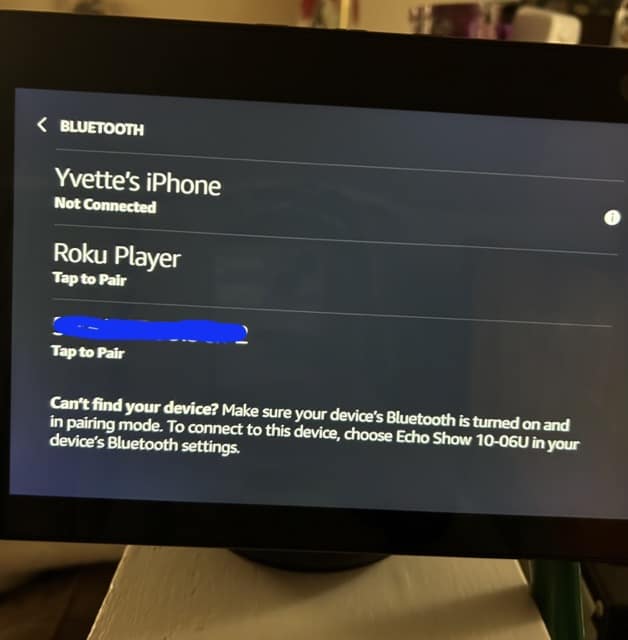 Bluetooth Connection Options on Echo Show 10 Medium