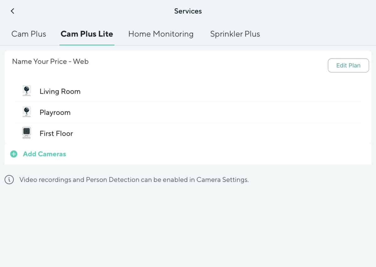 Cam Plus Lite subscription in the Wyze app