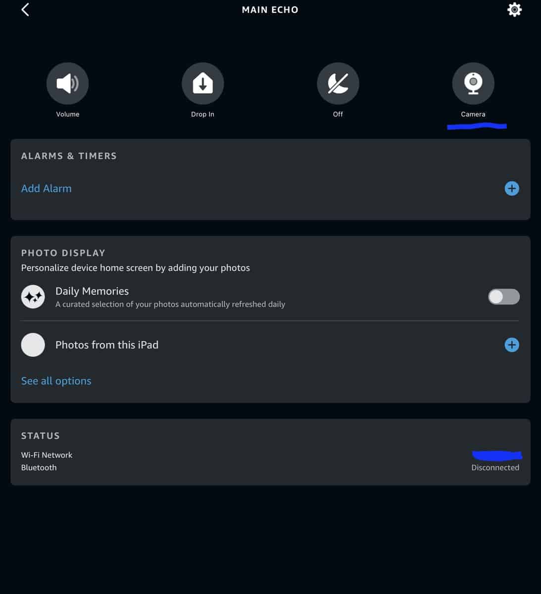 Camera function for Echo Show 10 in the Alexa app