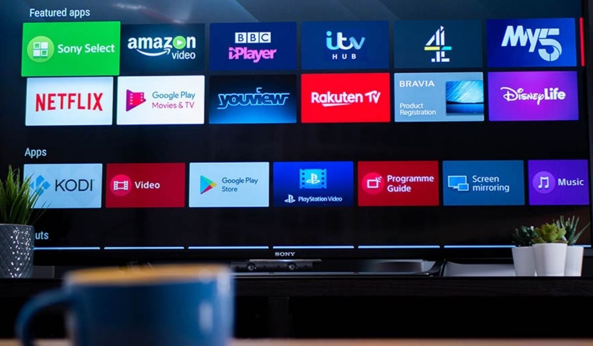 Smart TV with different apps on screen