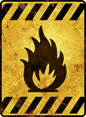 Yellow fire hazard warning sign