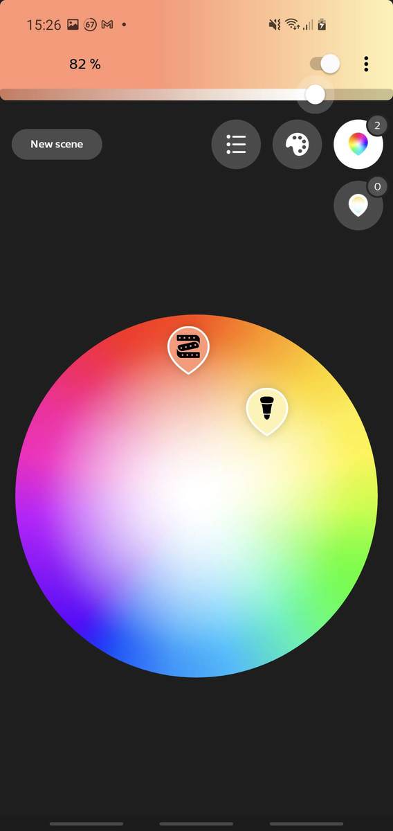 Changing Hue light bulb color and brightness levels within the app