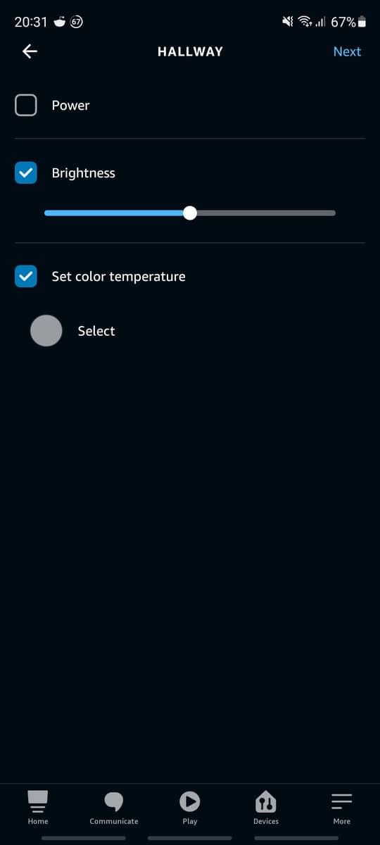 Changing the brightness and color of a bulb within an Alexa routine