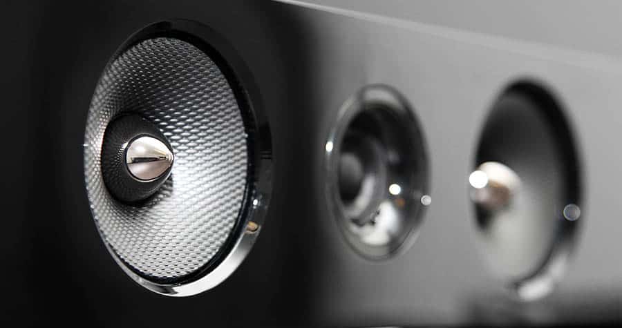 closeup of soundbar speaker