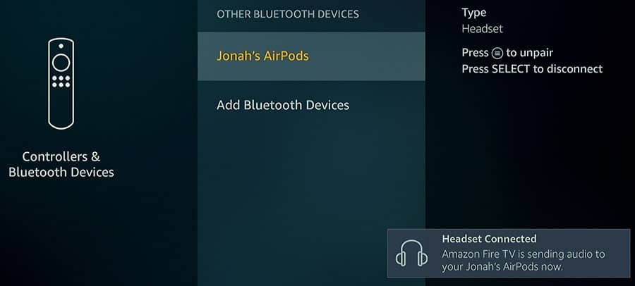 Connecting a Bluetooth Device to a Fire TV 2 - Smaller