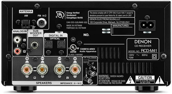 Denon D-M41 home stereo system features two optical audio inputs