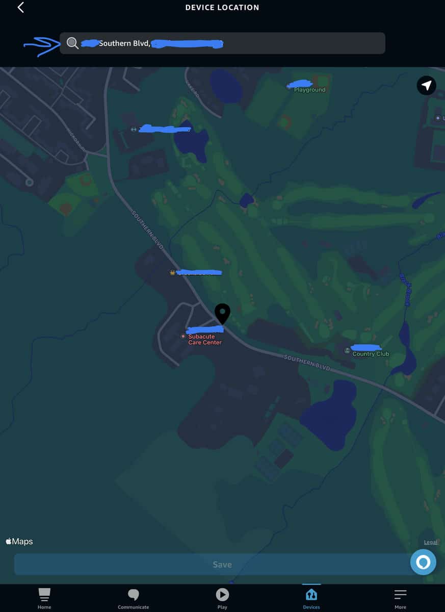 Device Location in the Alexa app