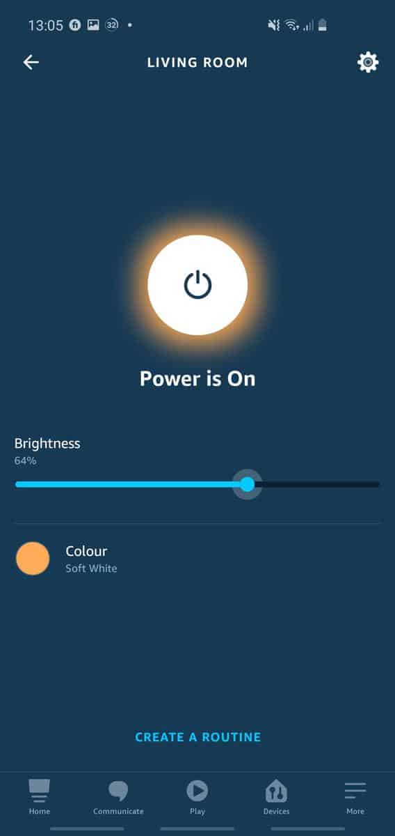 Dimming a light with the Alexa app