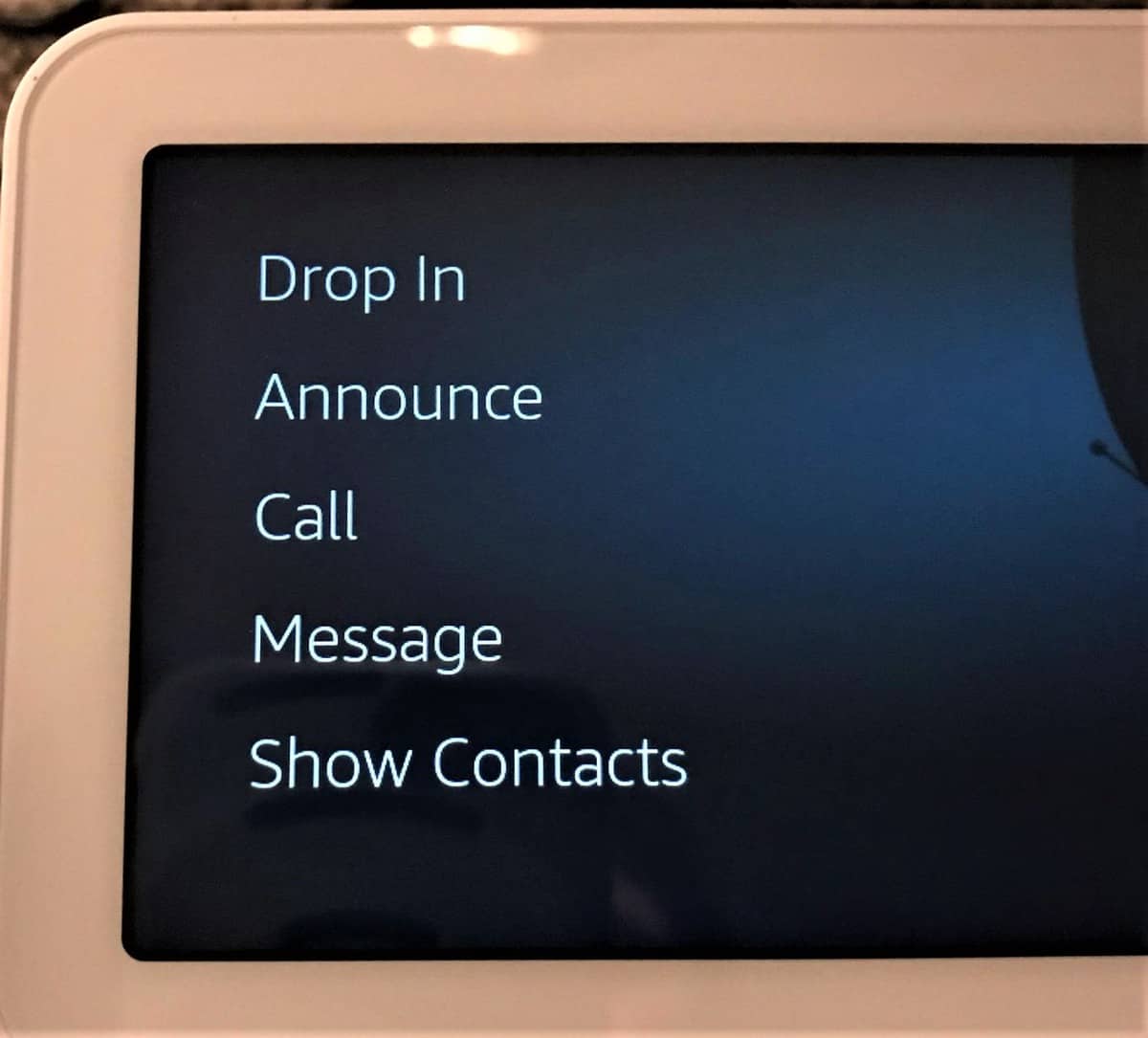 Echo Show screen for drop in, announce, call & more