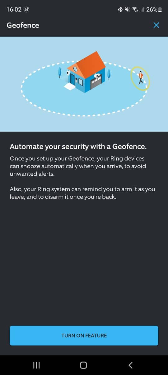 Enabling the Geofence feature on the Ring app