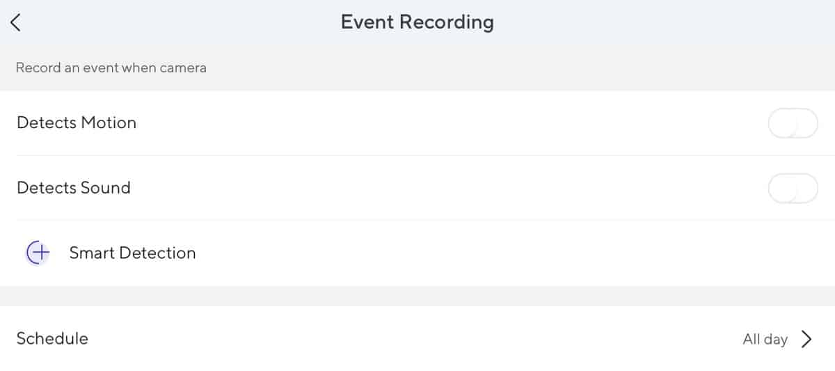 Event Recording Options in the Wyze app