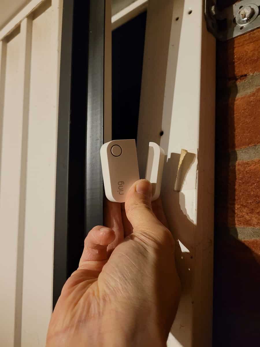 Example placement of Ring Contact Sensor on a garage door