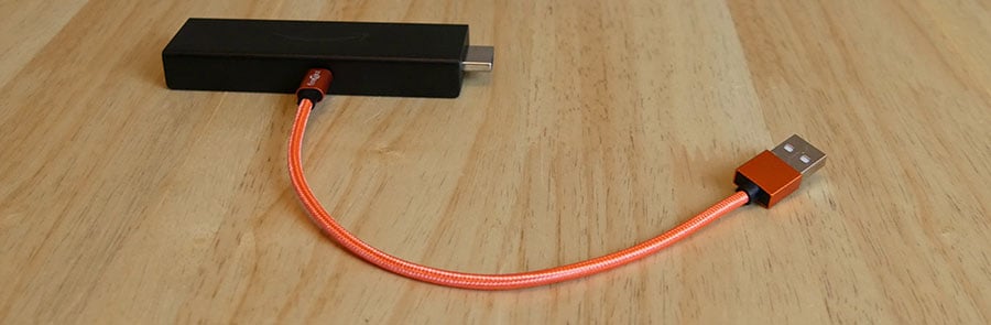 Fire TV Stick with Short USB Cable Connected - Smaller