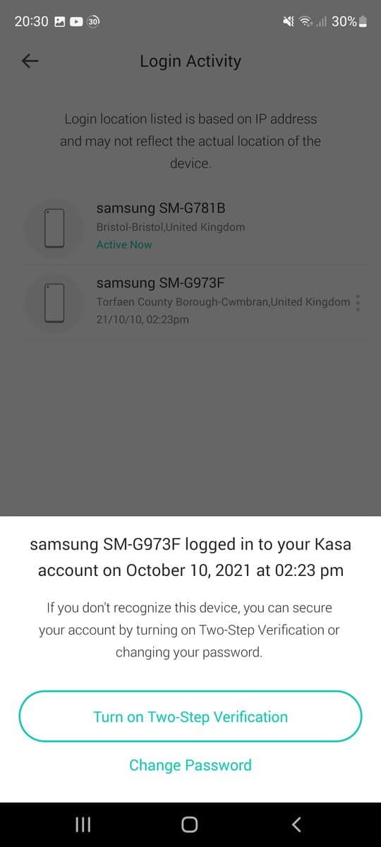 Further information about the logged in devices to that Kasa account