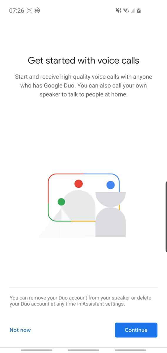 Phone screenshot showing the 'what is Duo' page on the Google Home app.