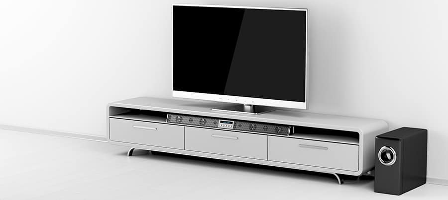 Tv and soundbar with subwoofer