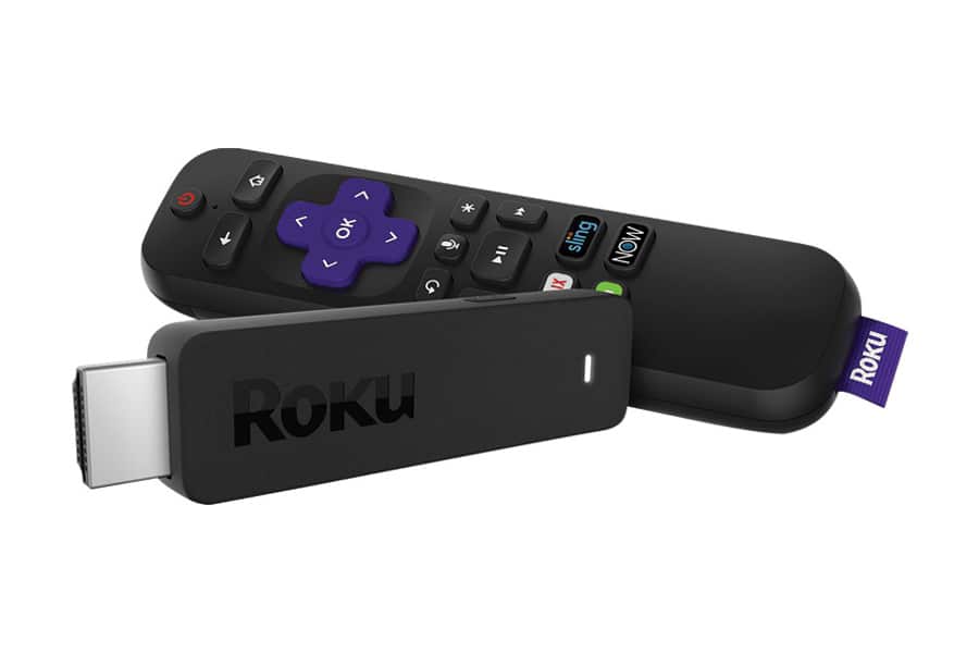 Roku Stick and Remote on White Background