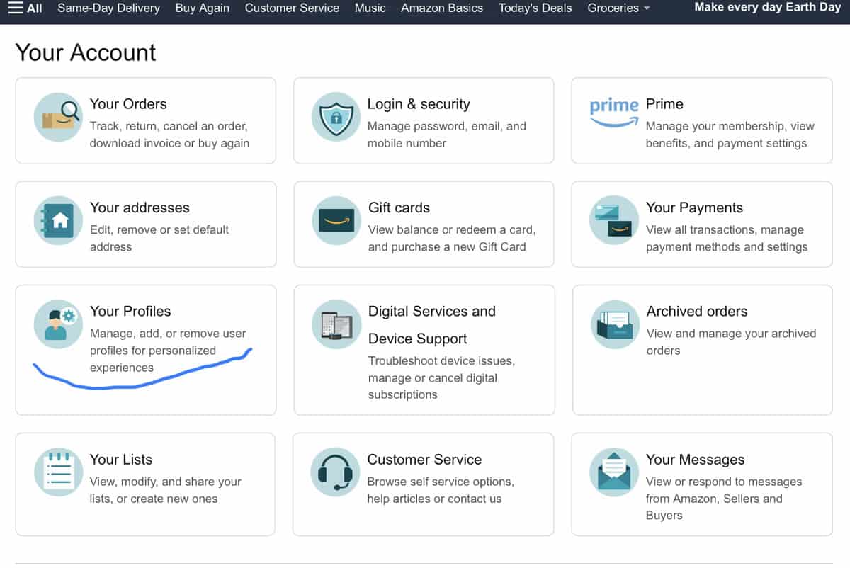 How to acces profiles on Amazon.com