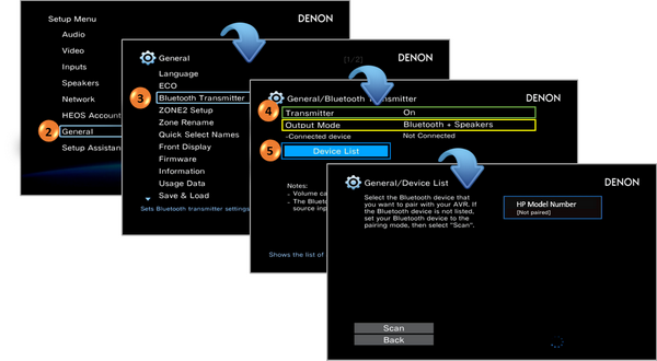 How to connect DENON AVR to Bluetooth speakers/headphones