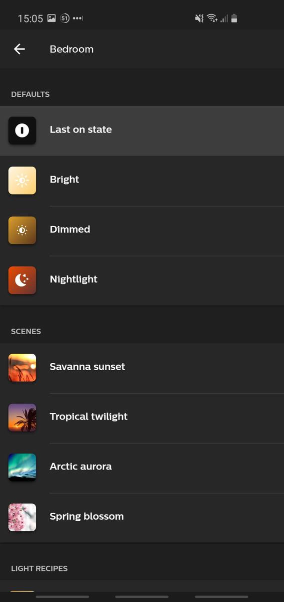 The button click options for the Hue Dimmer Switch within the Hue app