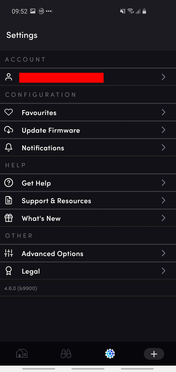 The LIFX app's Settings menu