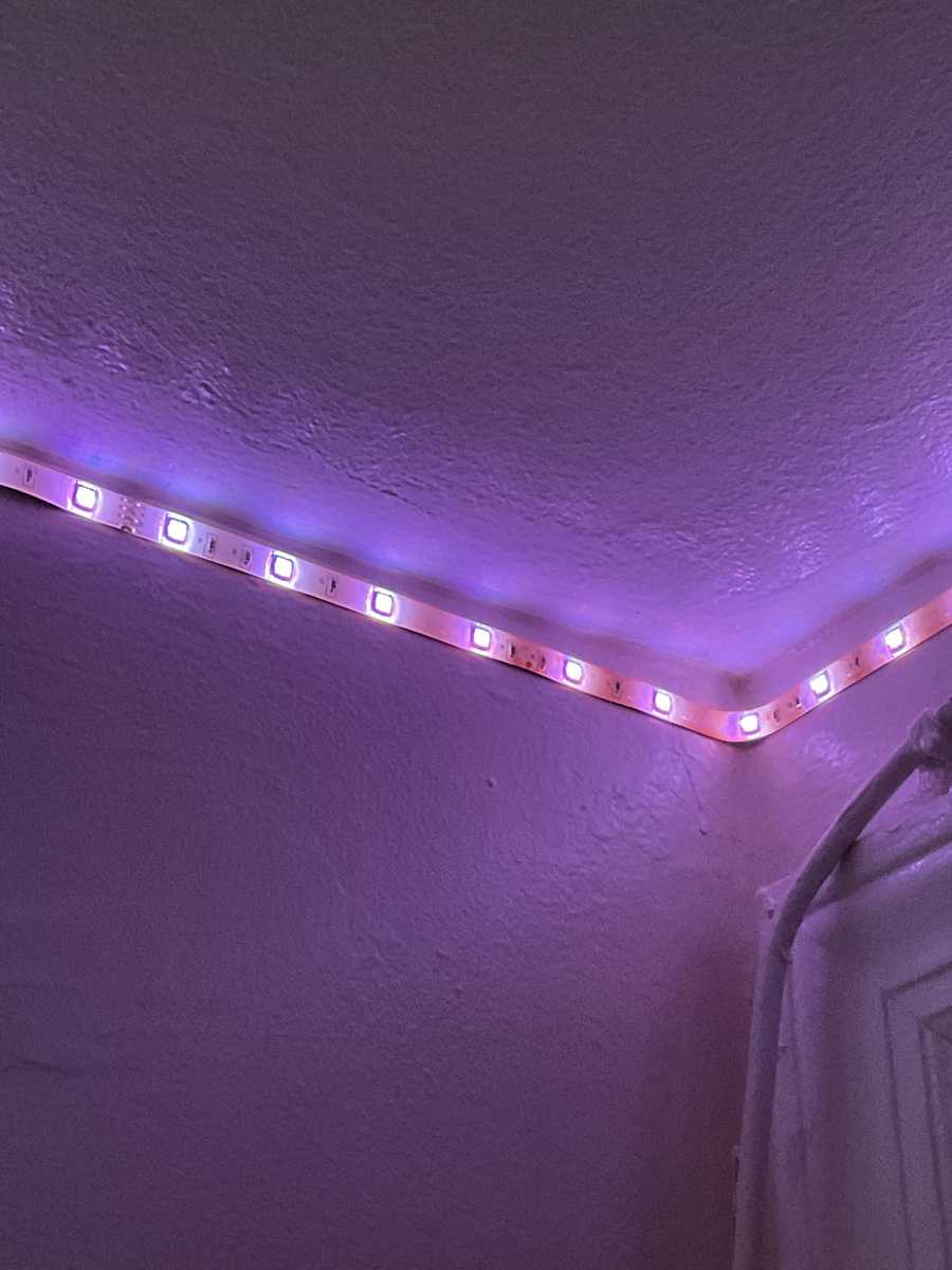 Light strips sitting properly flush to wall corner