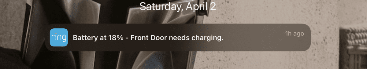 Low Battery Push Notification from Ring app
