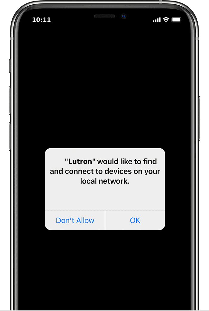 Lutron asking for local network permissions on iOS 14 upwards