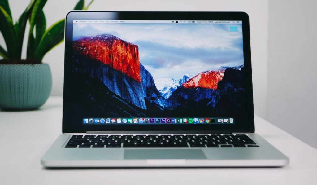 Macbook on desk