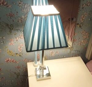 A side light/lamp in my master bedroom, which takes an E14 and has a switch on the side to turn it on and off.