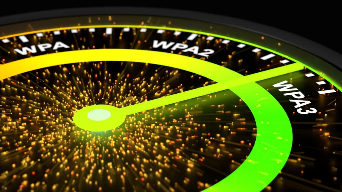 Meter with sparks showing different Wi Fi WPA standards