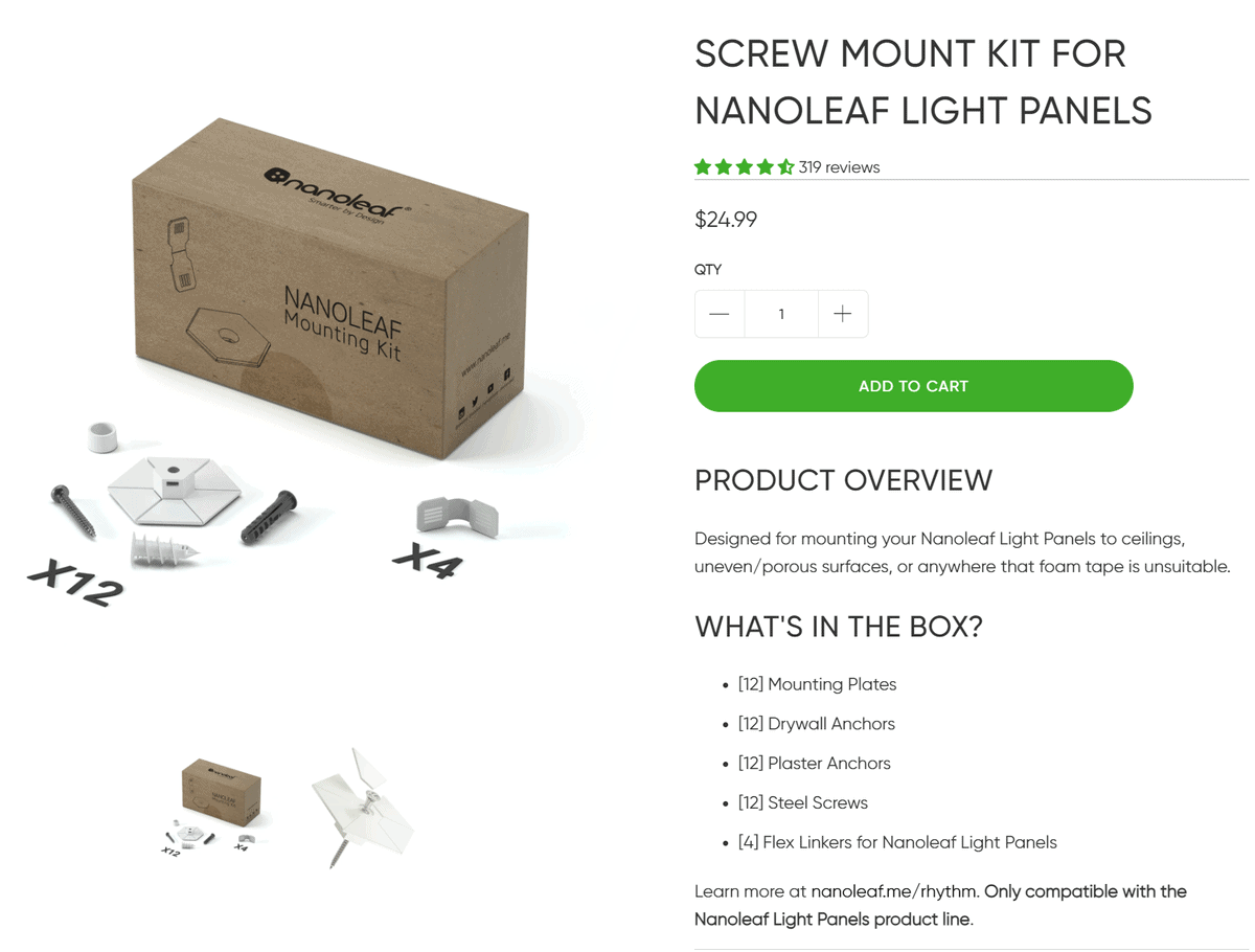 Nanoleaf screw mount kit