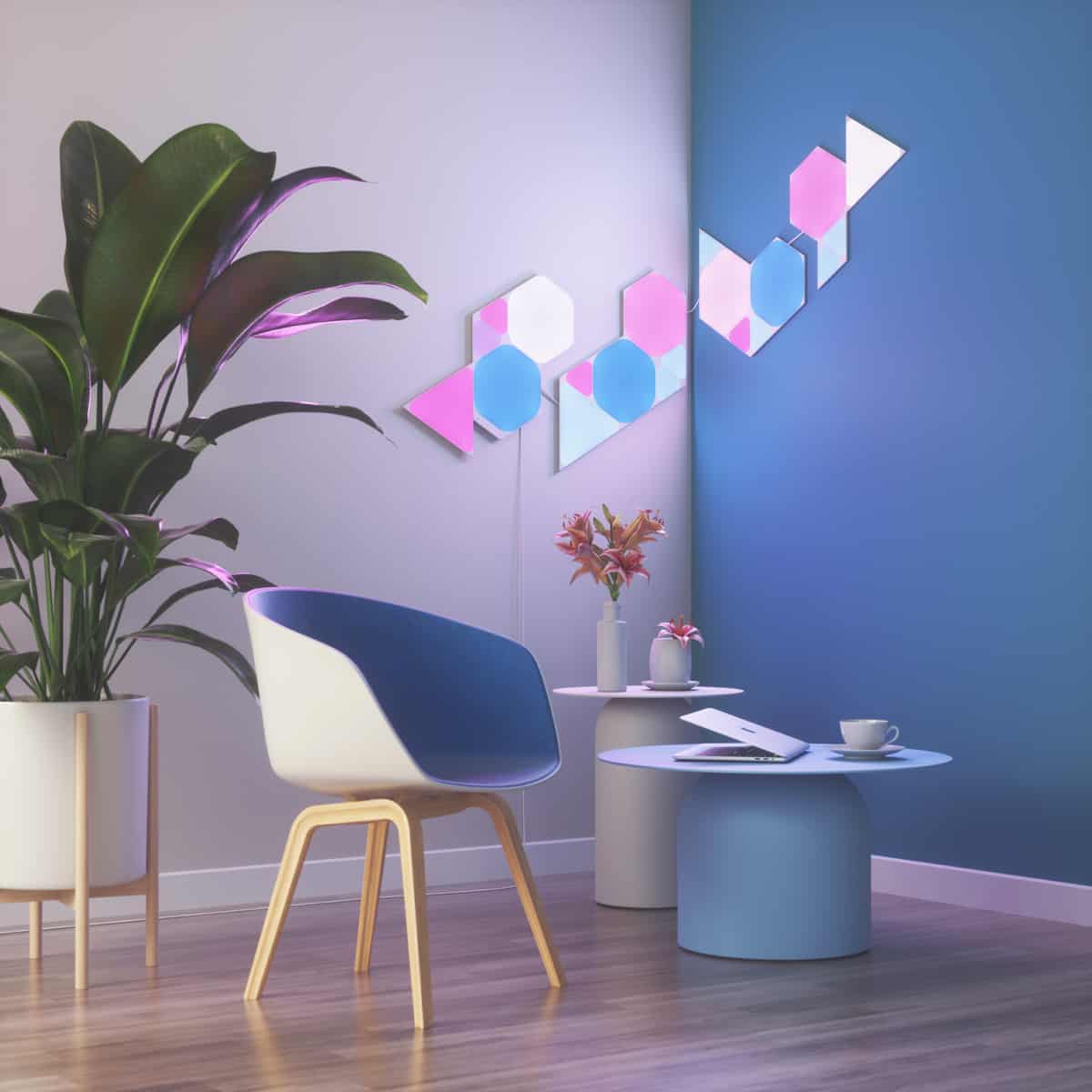 Nanoleaf shapes with corner flex connectors