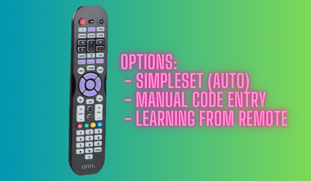 Onn Universal Remote Pairing Options