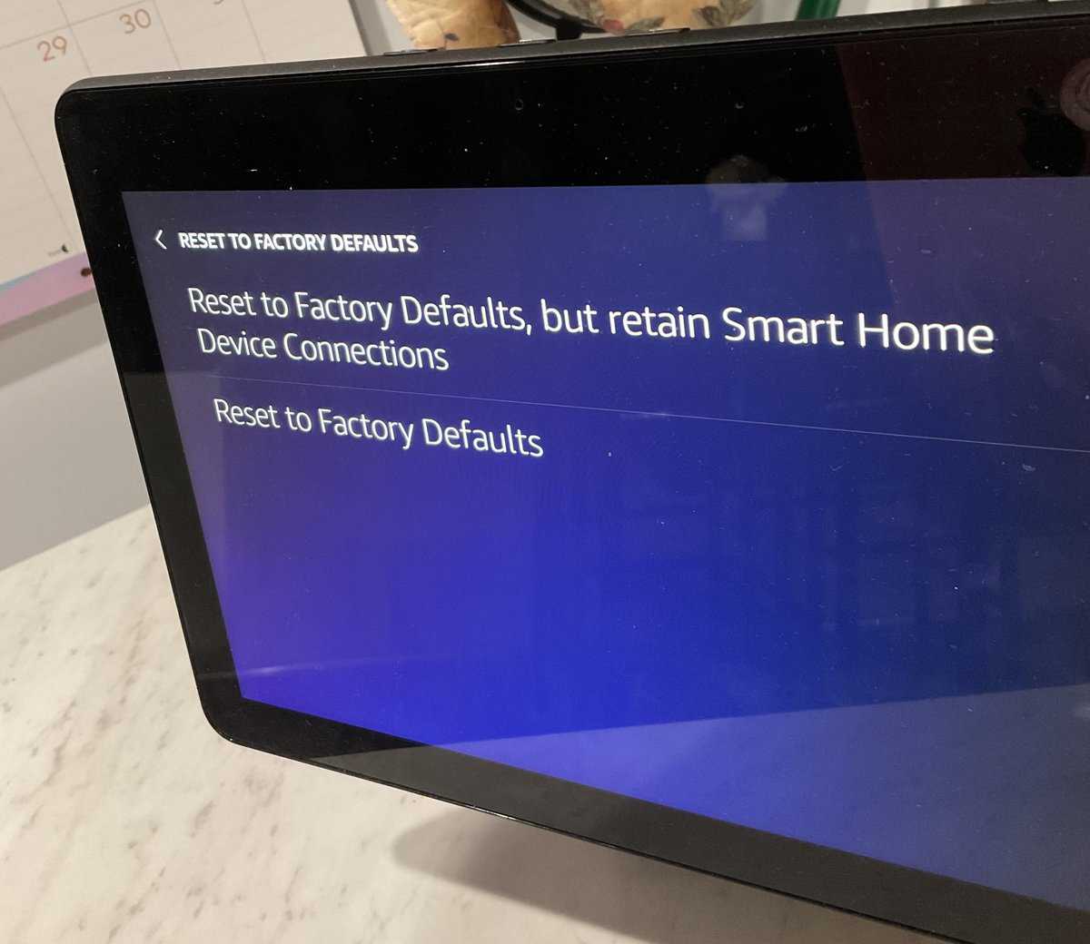 Options for Resetting Echo Show