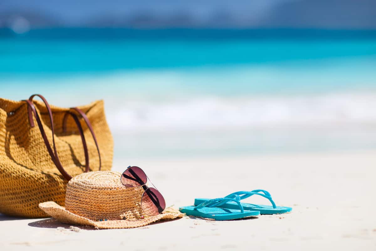 Peoples beach items placed on a beach