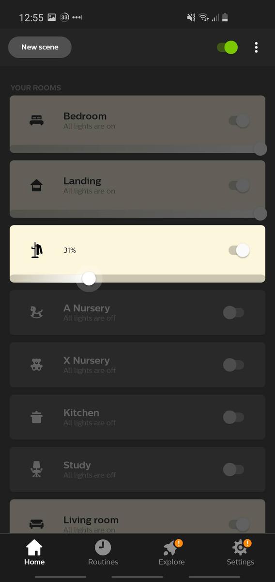 Philips Hue app dimming to 31%