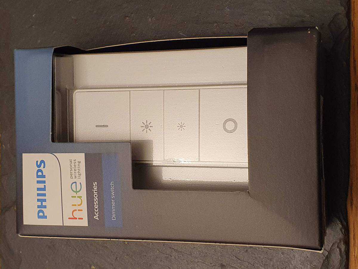 My Philips Hue dimmer switch in its box