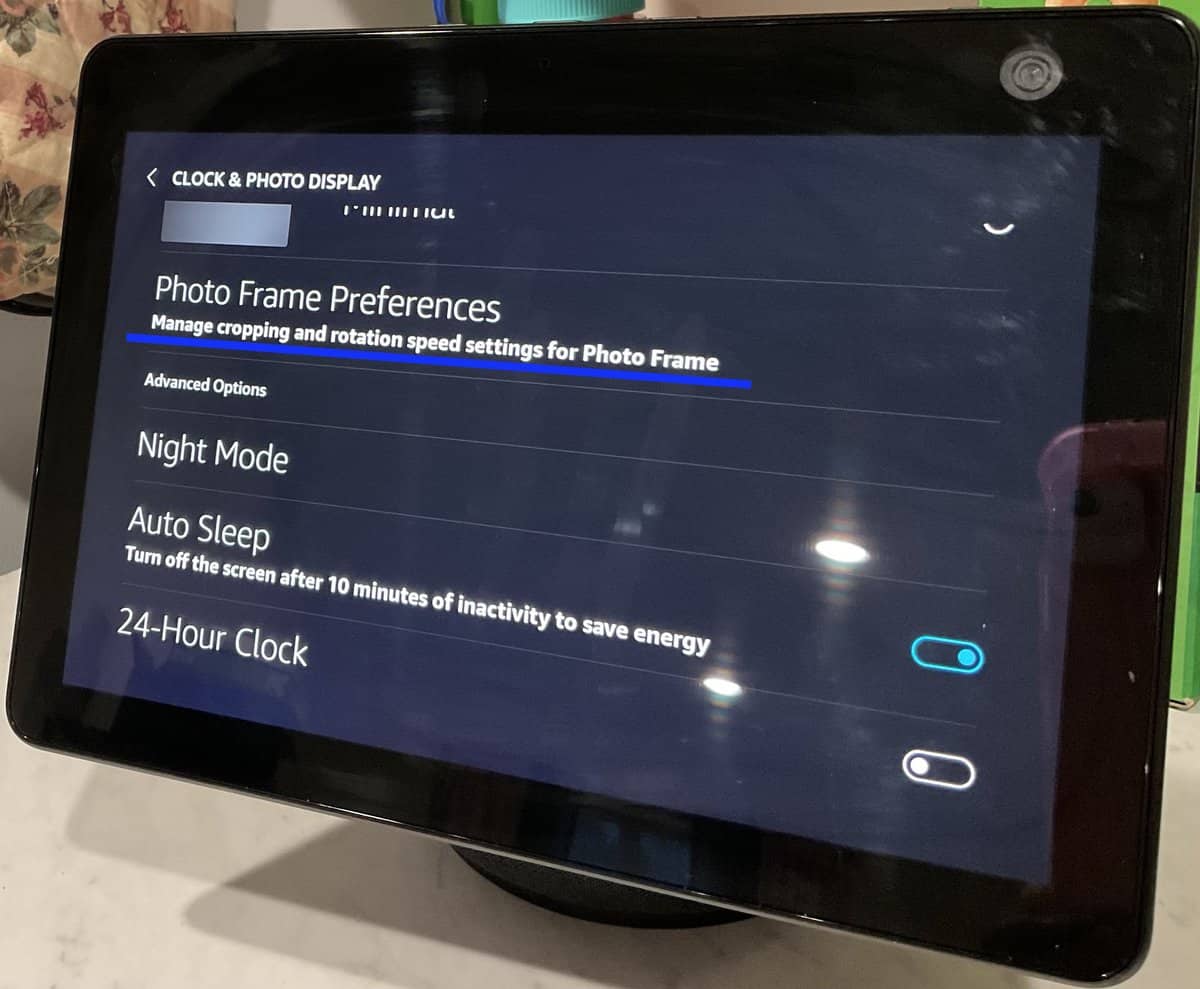 Photo Frame Preferences on Echo Show